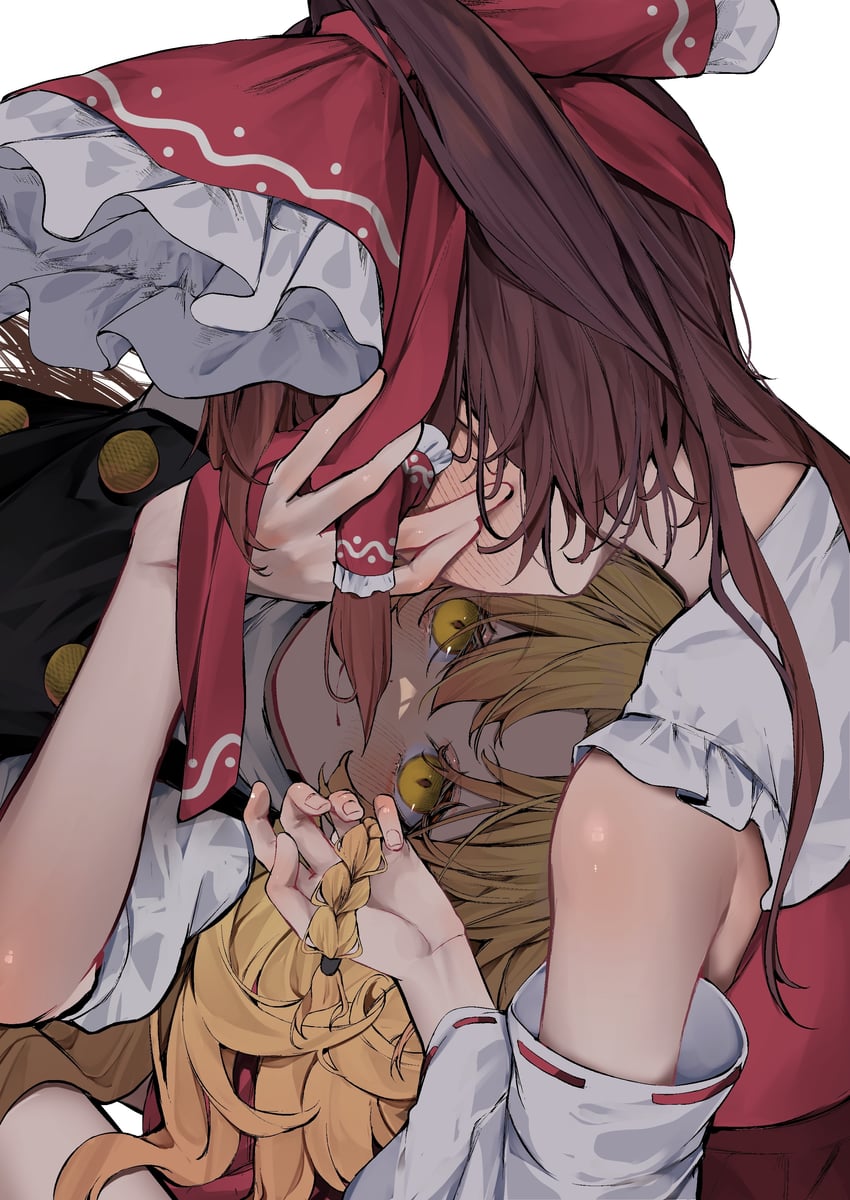 hakurei reimu and kirisame marisa (touhou) drawn by kararage_tsune