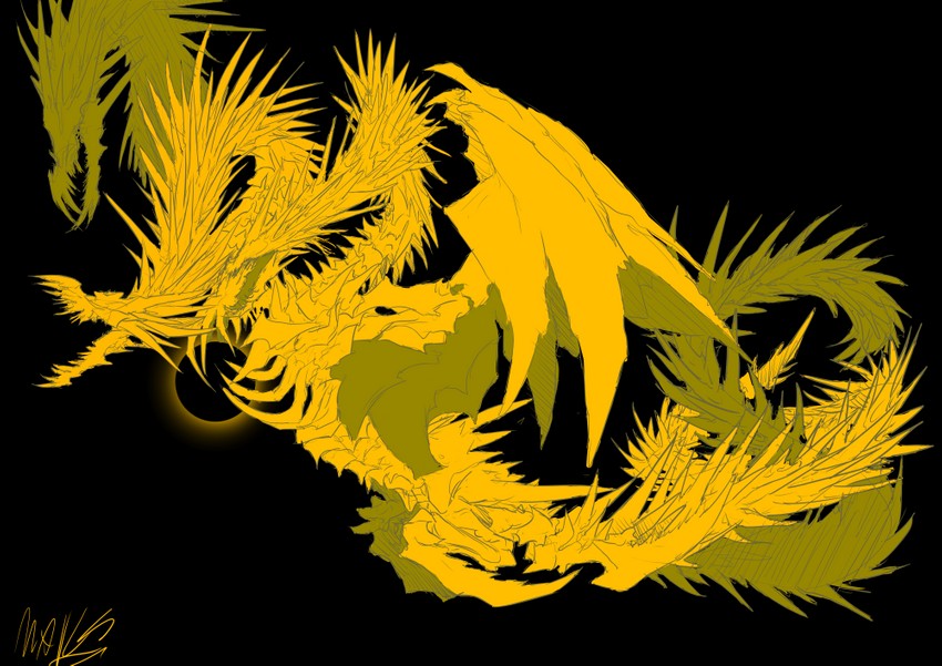 king ghidorah and ghidorah (godzilla and 2 more) drawn by plaguebr