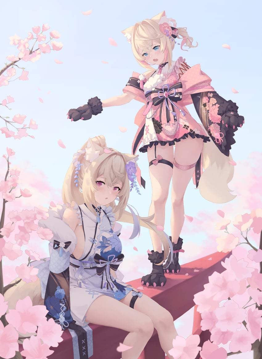 fuwawa abyssgard and mococo abyssgard (hololive and 1 more) drawn by revilol