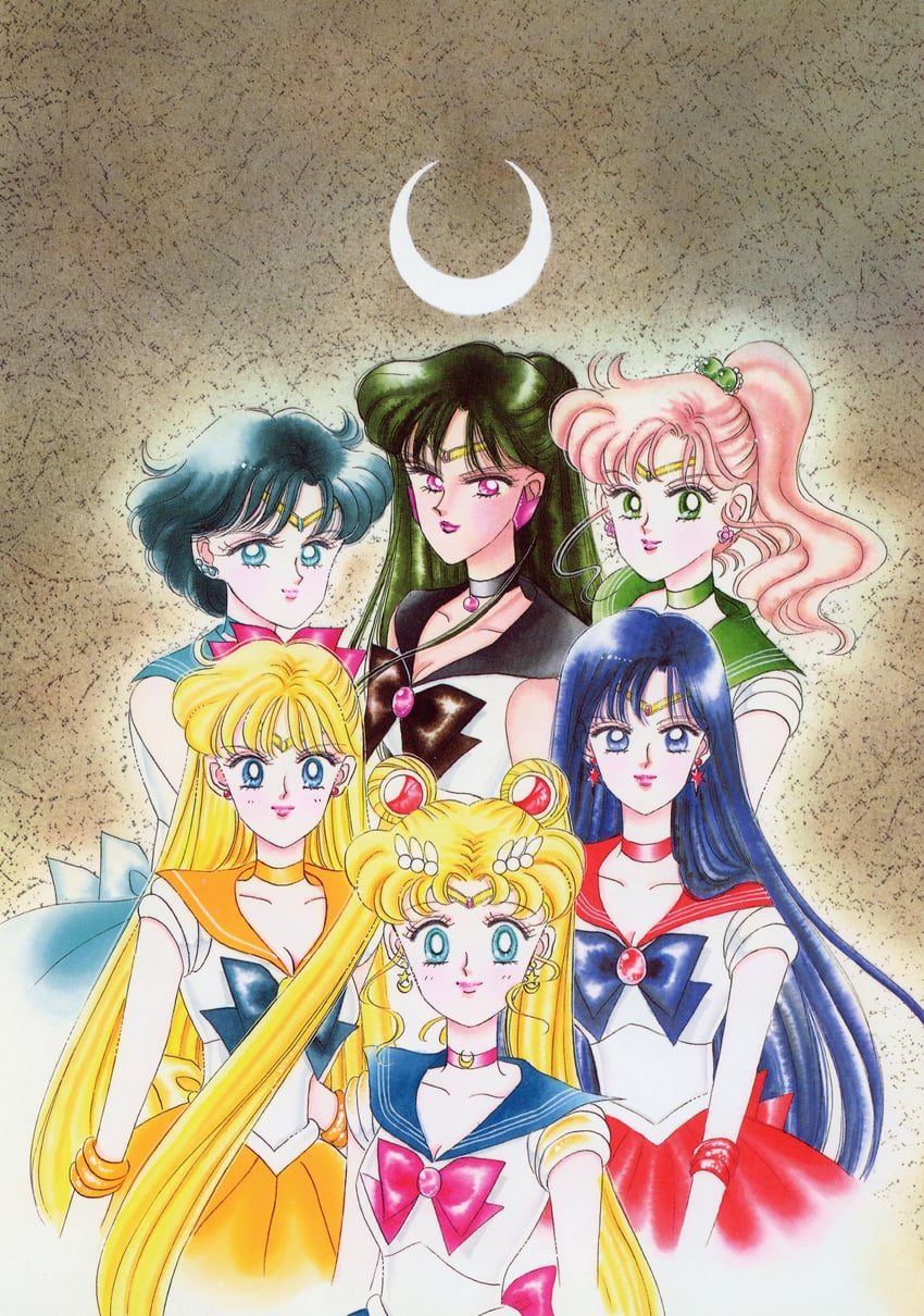 tsukino usagi, sailor moon, mizuno ami, aino minako, hino rei, and 7 more (bishoujo senshi sailor moon and 1 more) drawn by takeuchi_naoko