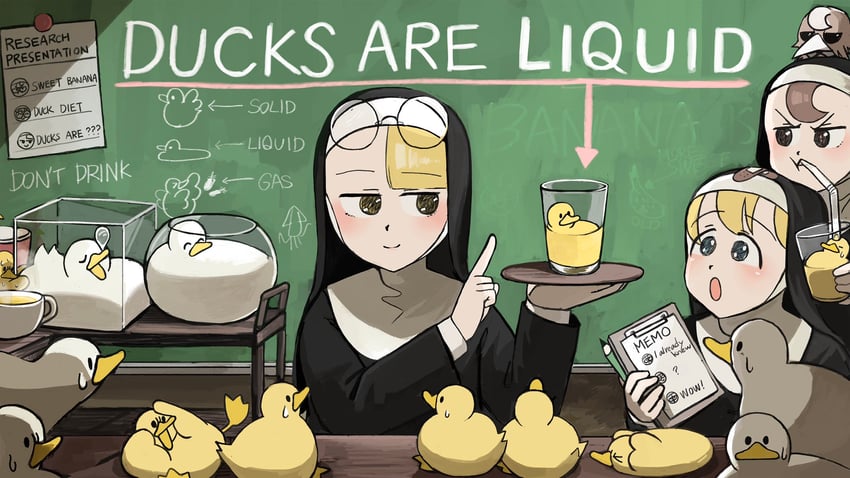 clumsy nun, froggy nun, and spicy nun (little nuns) drawn by diva_(hyxpk)