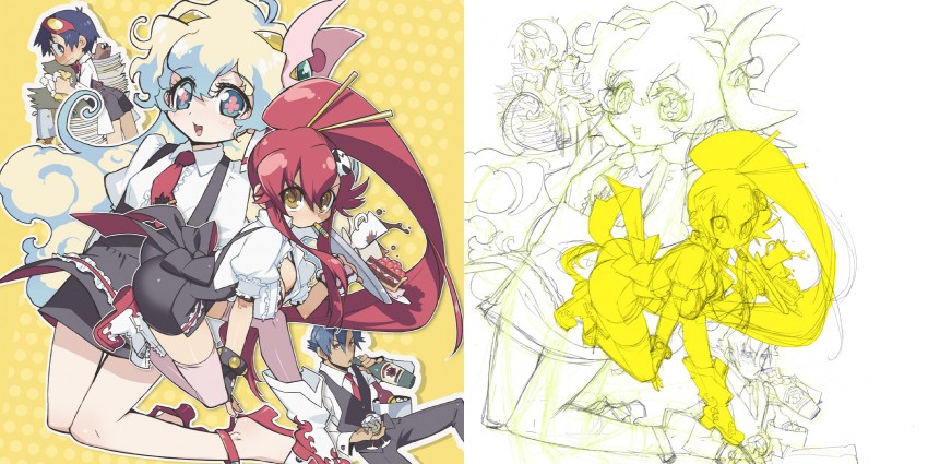 yoko littner, nia teppelin, simon, kamina, and boota (tengen toppa gurren lagann) drawn by akatsuki_gomoku