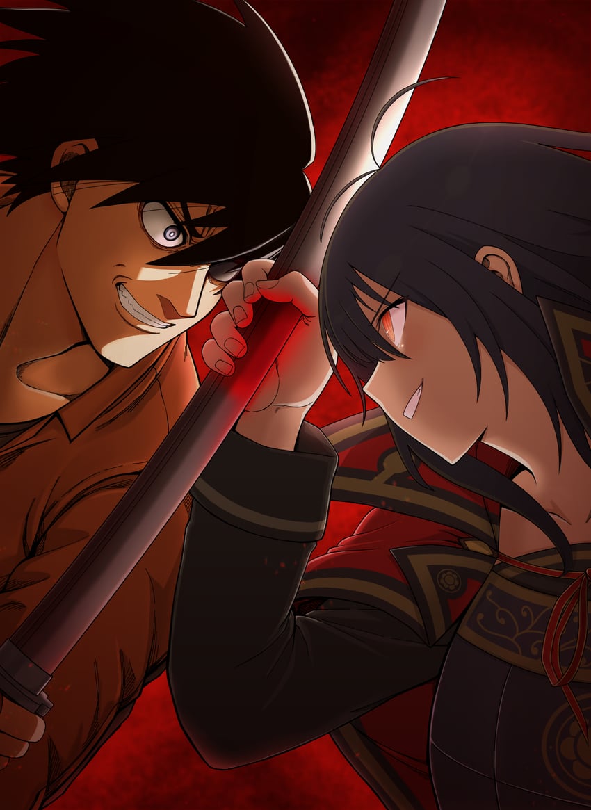 kagura and shimazu toyohisa (senran kagura and 3 more) drawn by kantou_rengou