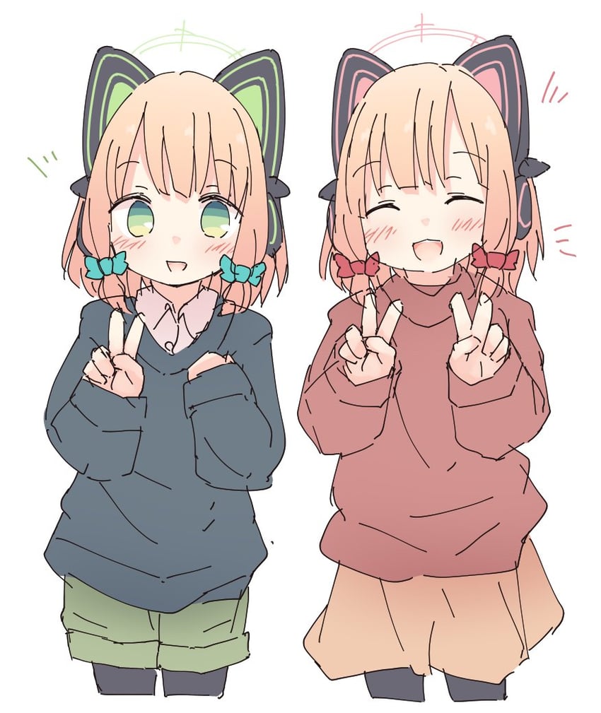 momoi and midori (blue archive) drawn by kamotsu_yasai