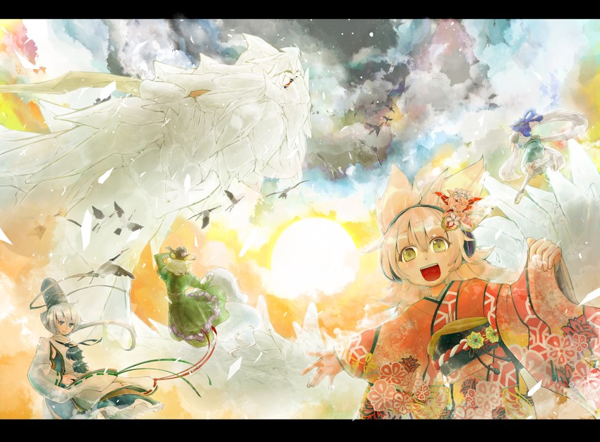 toyosatomimi no miko, mononobe no futo, kaku seiga, miyako yoshika, soga no tojiko, and 1 more (touhou) drawn by hokuto_(scichil)