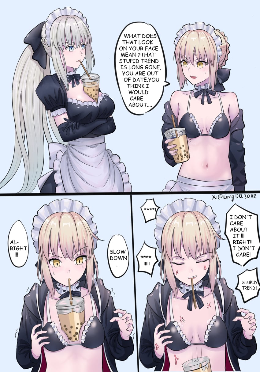 artoria pendragon, saber alter, and morgan le fay (fate and 1 more) drawn by longdq3008