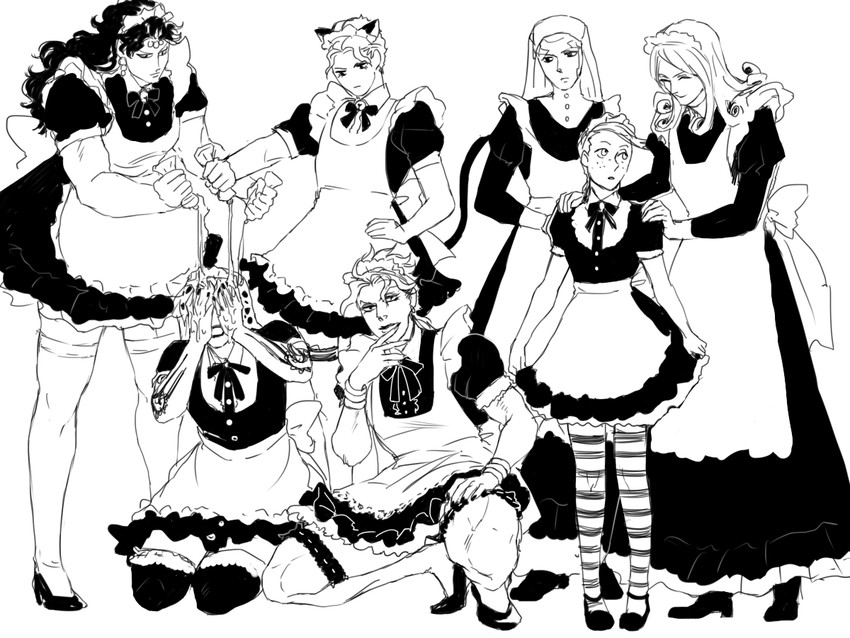 dio brando, kars, kira yoshikage, diavolo, vinegar doppio, and 2 more (jojo no kimyou na bouken and 2 more) drawn by ichimoku_(tansio5)