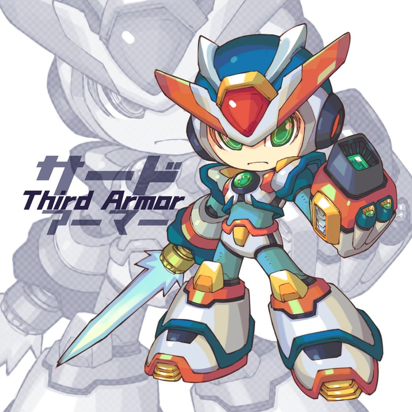 x and third armor x (mega man and 2 more) drawn by iikoao