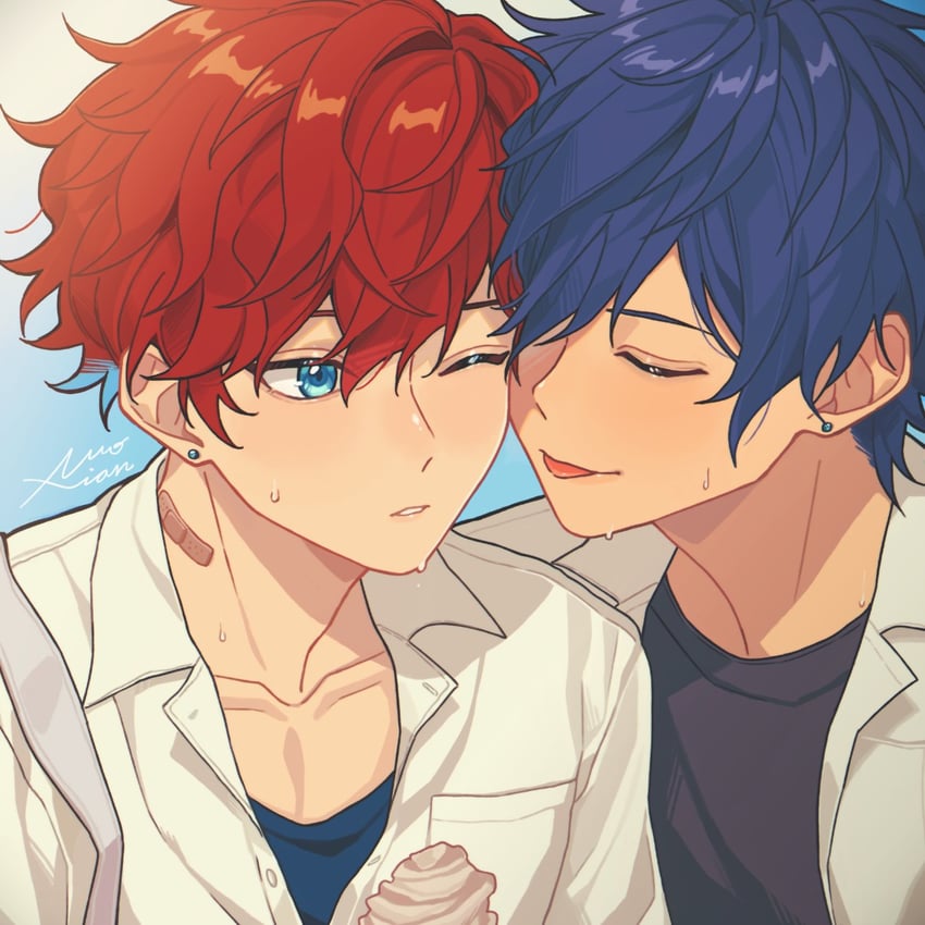 amagi hiiro and sazanami jun (ensemble stars!) drawn by kaixuan_lushang