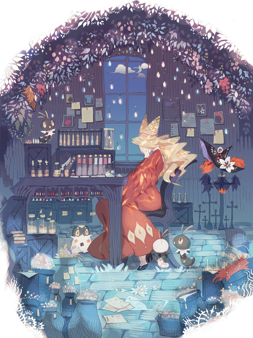delphox, spewpa, and scatterbug (pokemon) drawn by lemming_no_suana