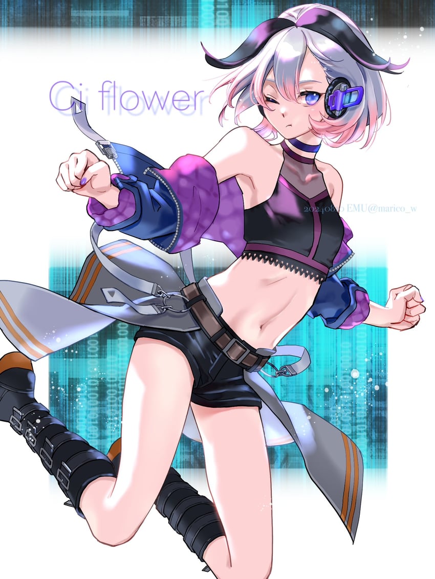 flower and ci flower (vocaloid and 1 more) drawn by emu_(marico_w)