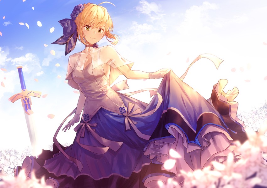 artoria pendragon and saber (fate and 1 more) drawn by nakanishi_tatsuya