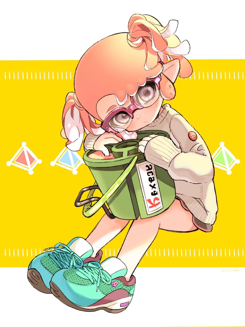inkling player character and inkling girl (splatoon and 1 more) drawn by amezawa_koma