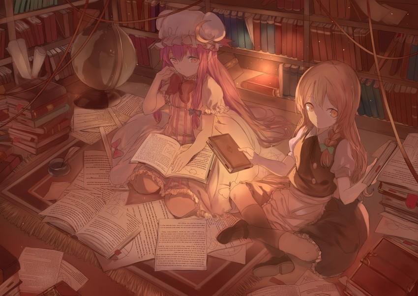 kirisame marisa and patchouli knowledge (touhou) drawn by ran_(bukeranwu)