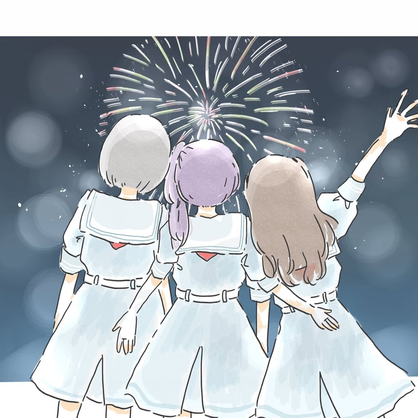 fujishima megumi, otomune kozue, and yugiri tsuzuri (love live! and 1 more) drawn by tsumiki_(coco_73_coco)