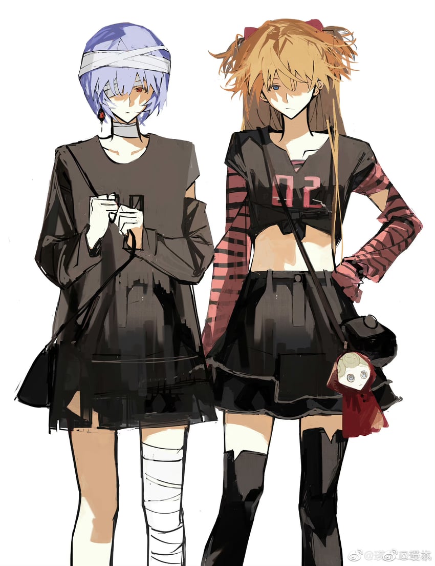 souryuu asuka langley and ayanami rei (neon genesis evangelion) drawn by shealy