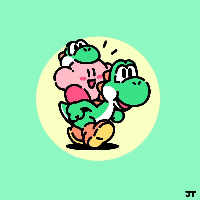 kirby and yoshi (mario and 2 more) drawn by james_turner