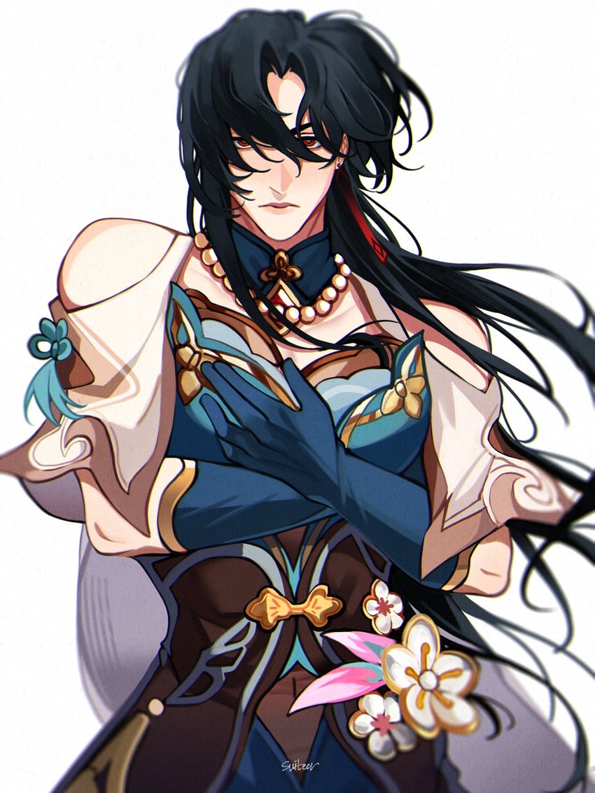 blade and ruan mei (honkai and 1 more) drawn by moonya