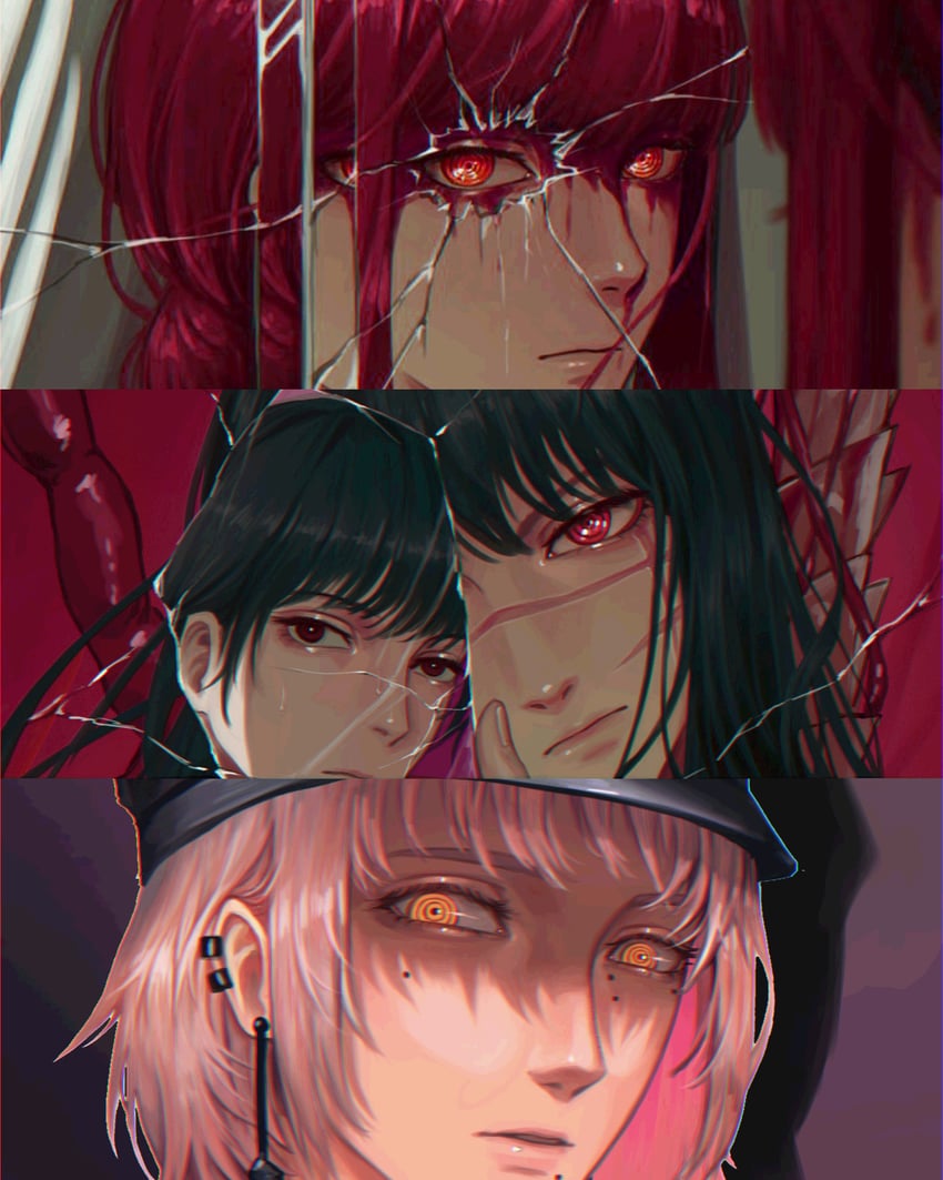 makima, yoru, mitaka asa, and fami (chainsaw man) drawn by nthndn
