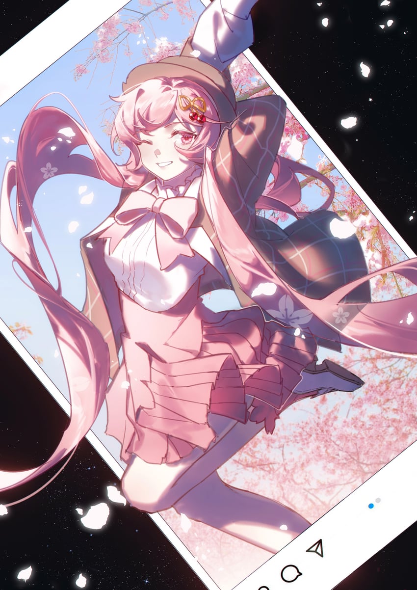 hatsune miku and sakura miku (vocaloid) drawn by kirina_zero