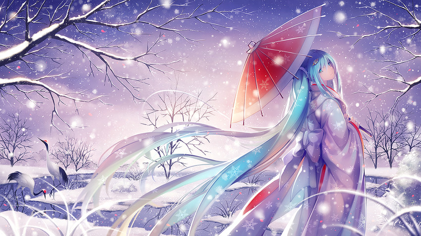 hatsune miku and yuki miku (vocaloid) drawn by tidsean