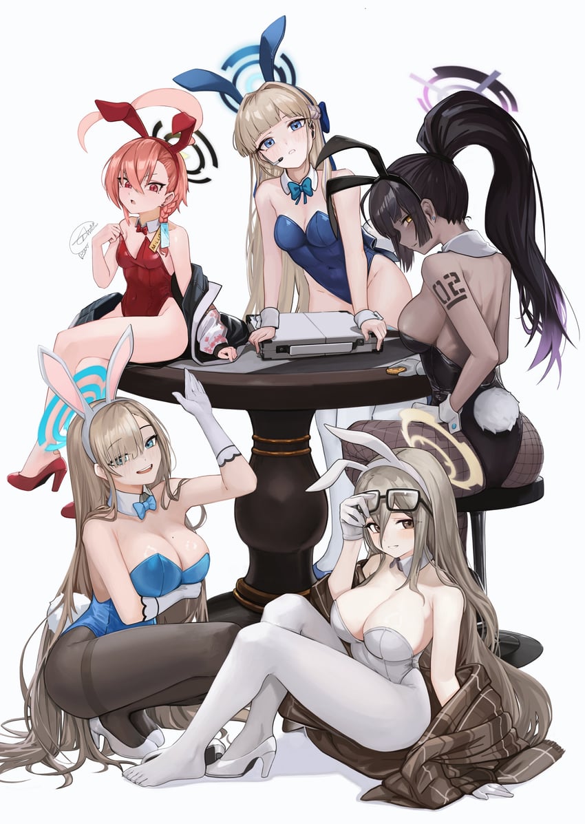 asuna, toki, karin, neru, and akane (blue archive) drawn by anizi