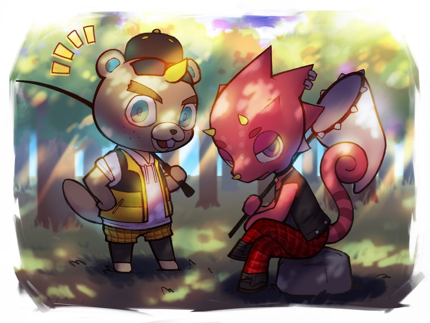 flick and c.j. (animal crossing) drawn by konya_(chocolate_palette)