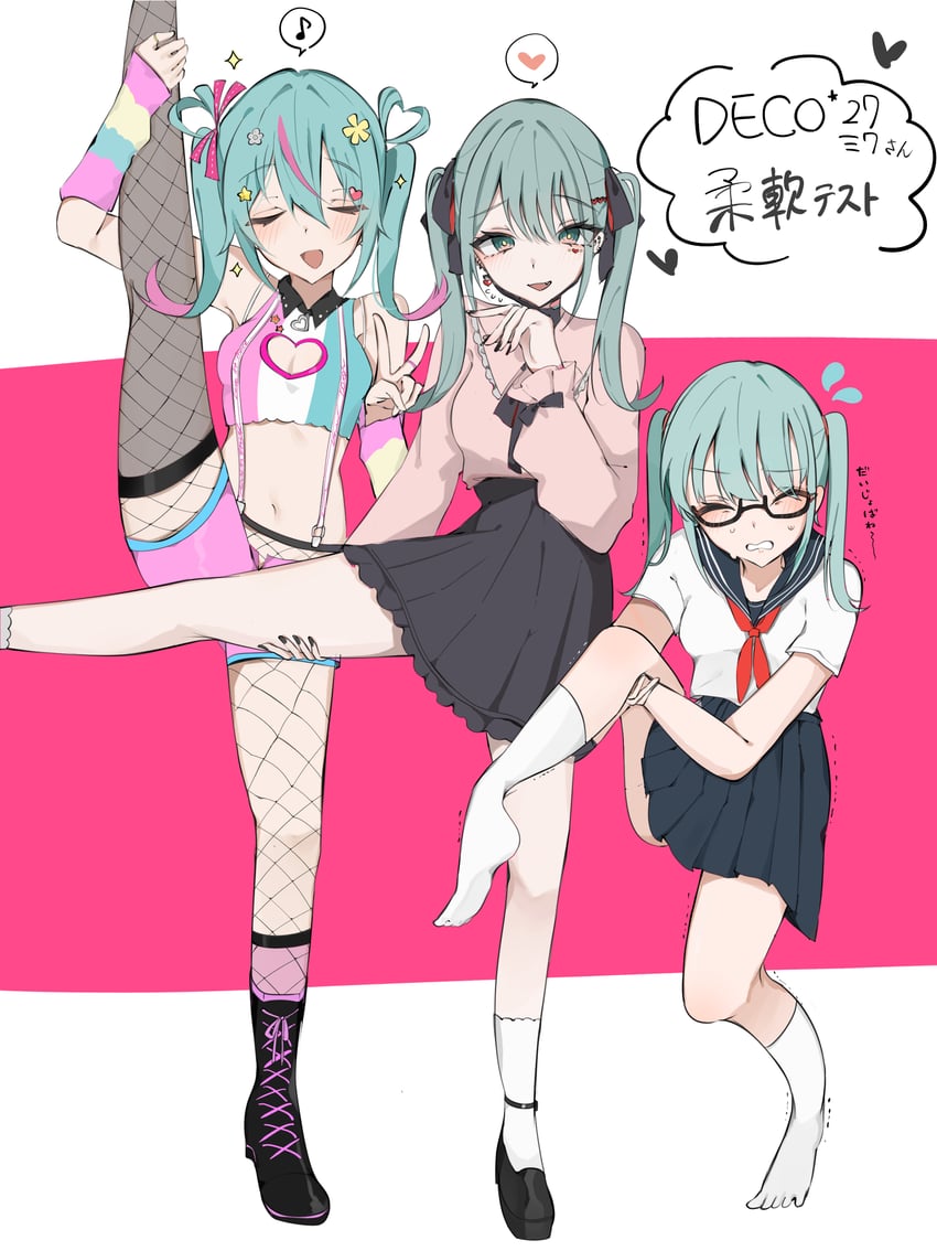 hatsune miku and deco miku (vocaloid and 2 more) drawn by waimoniku