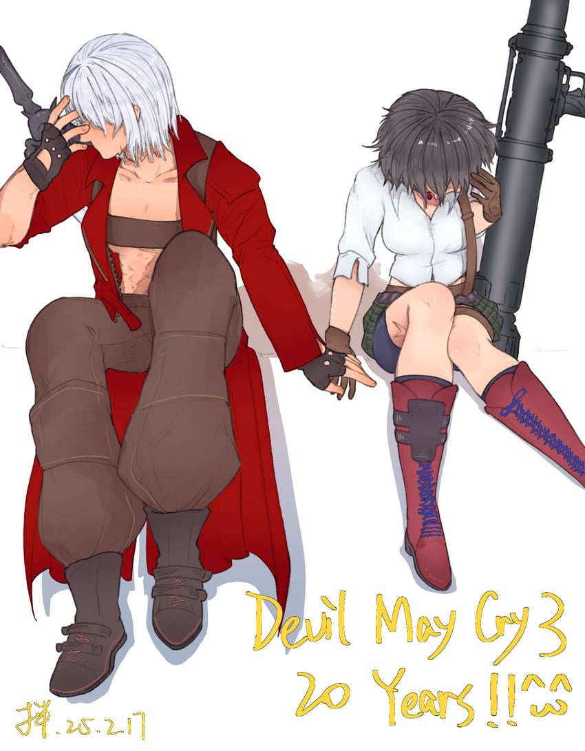dante and lady (devil may cry and 1 more) drawn by ban_0607