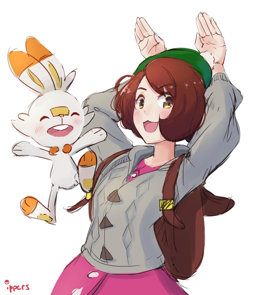 gloria and scorbunny (pokemon and 1 more) drawn by ippers