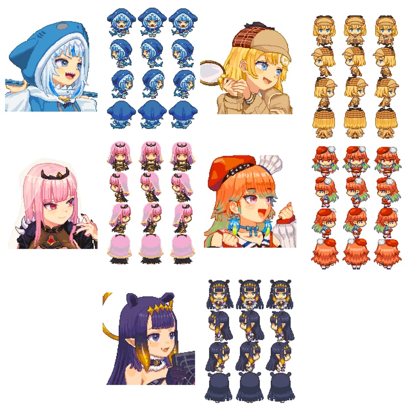 gawr gura, mori calliope, ninomae ina'nis, takanashi kiara, watson amelia, and 1 more (hololive and 1 more) drawn by tengu_nouzu