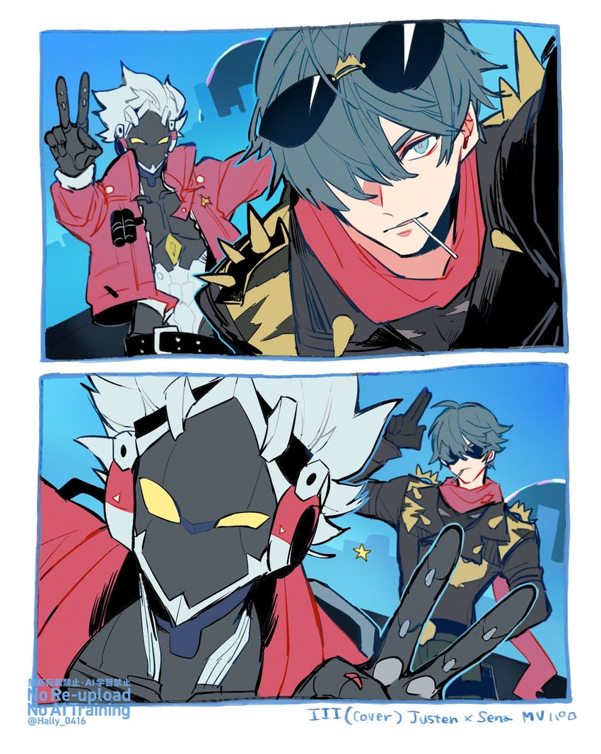 lighter and billy kid (zenless zone zero) drawn by hally
