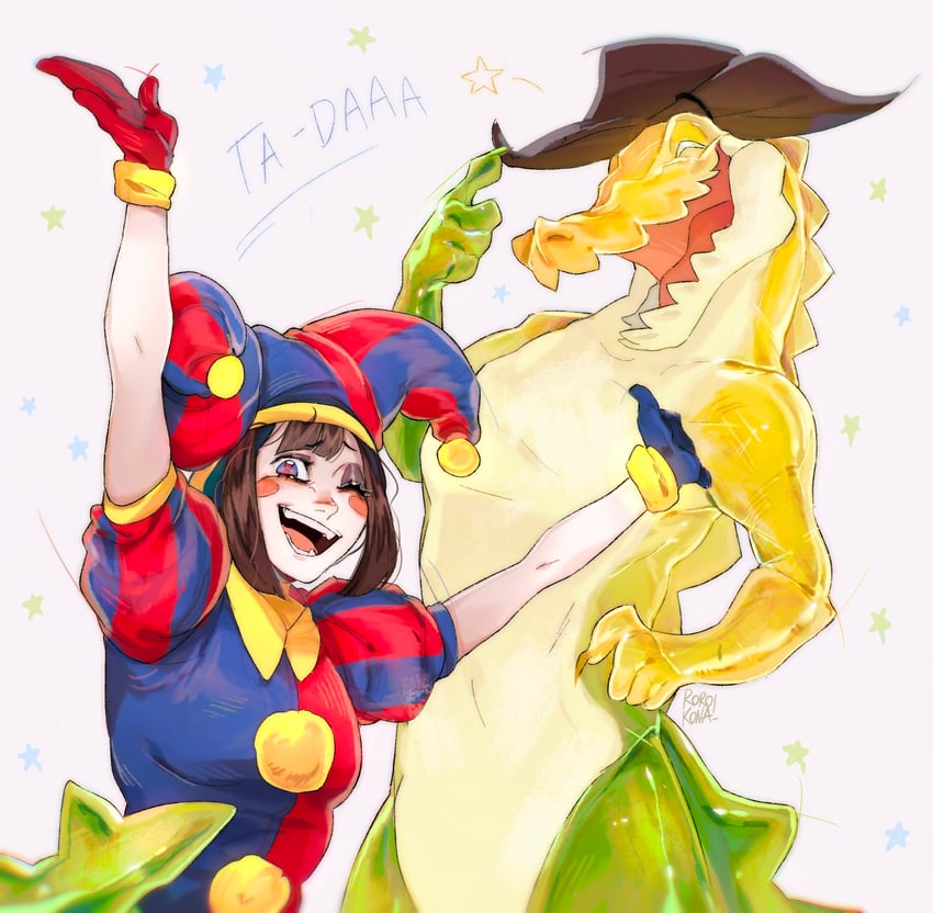 pomni and gummigoo (the amazing digital circus) drawn by rorokonaa