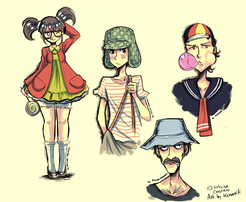 don ramon, el chavo, quico, and chilindrina (el chavo del ocho) drawn by kenron_toqueen