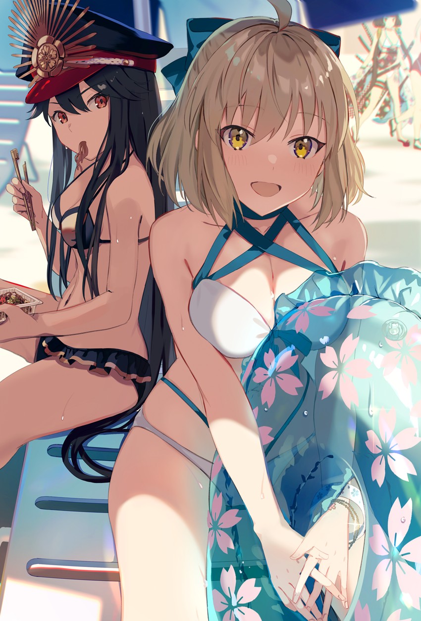 okita souji, oda nobunaga, and okita j. souji (fate and 1 more) drawn by motto_(night_wear)