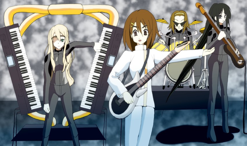 akiyama mio, hirasawa yui, tainaka ritsu, kotobuki tsumugi, and hirasawa susumu (k-on! and 1 more) drawn by satou_masayuki_(satou_masayuki)