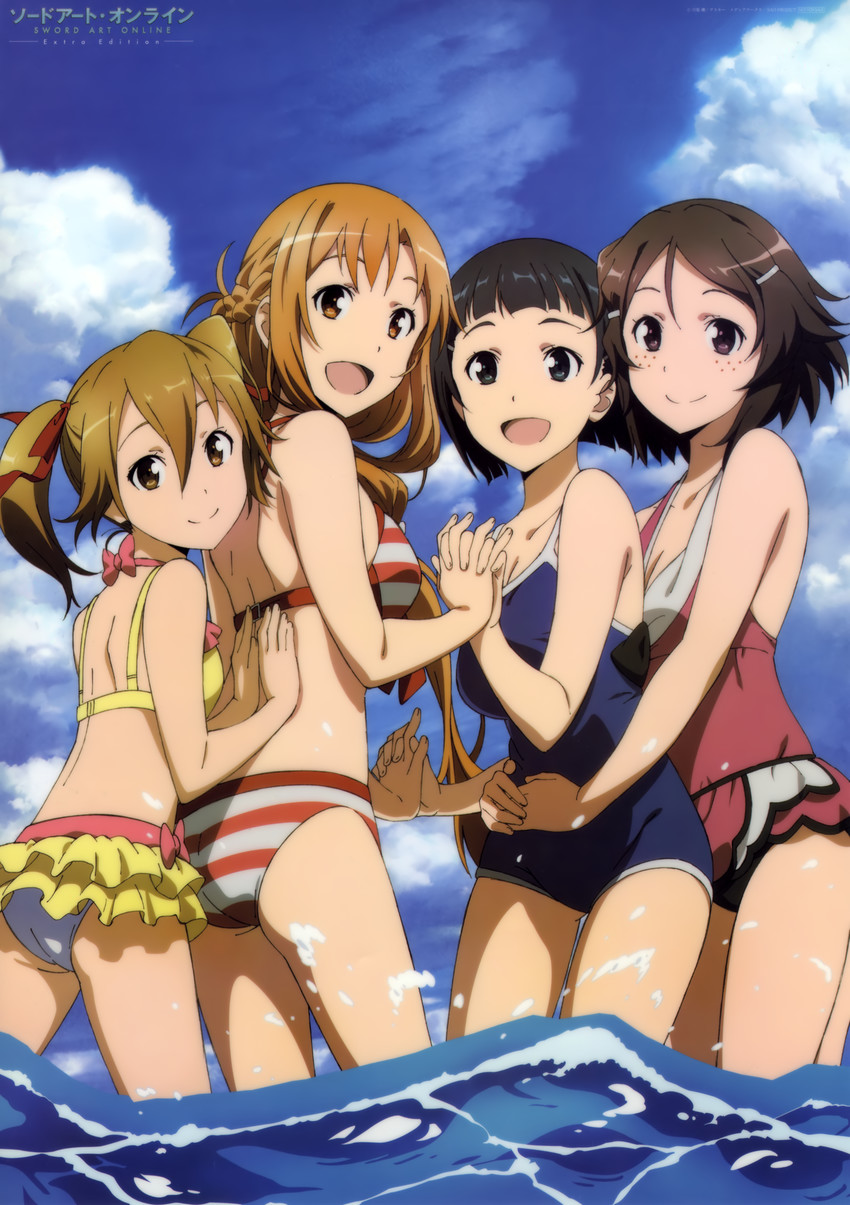 asuna, kirigaya suguha, silica, and lisbeth (sword art online) drawn by watanabe_keisuke