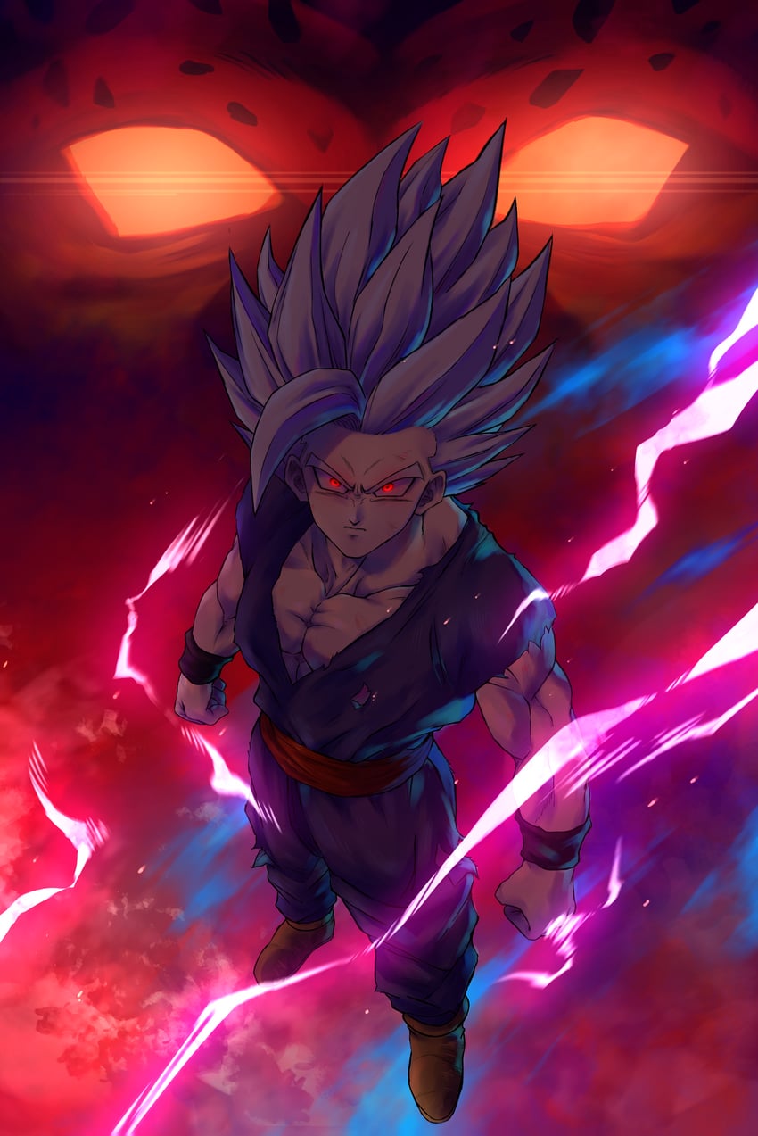 son gohan, gohan beast, and cell max (dragon ball and 2 more) drawn by papita_pochi