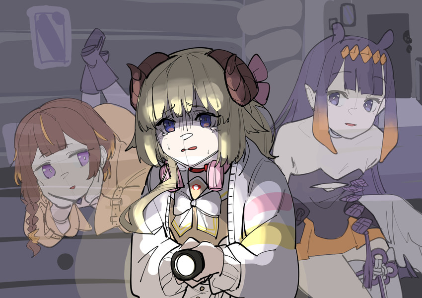 ninomae ina'nis, tsunomaki watame, and anya melfissa (hololive and 3 more) drawn by maka_rum