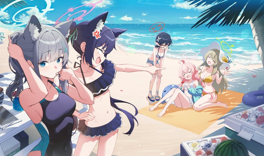 shiroko, hoshino, nonomi, serika, and ayane (blue archive) drawn by goeleu