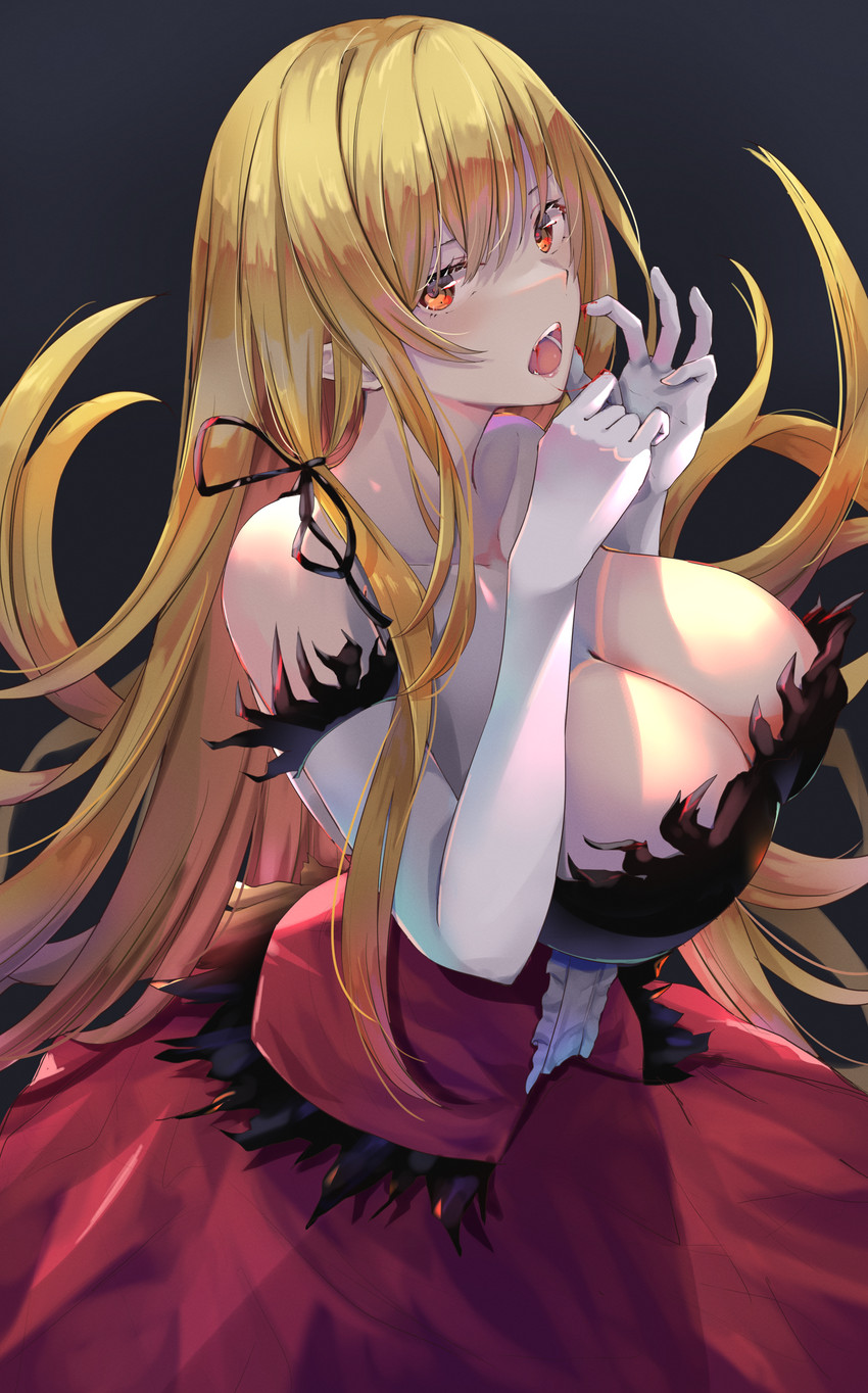 oshino shinobu and kiss-shot acerola-orion heart-under-blade (monogatari) drawn by yuunamida_uyu