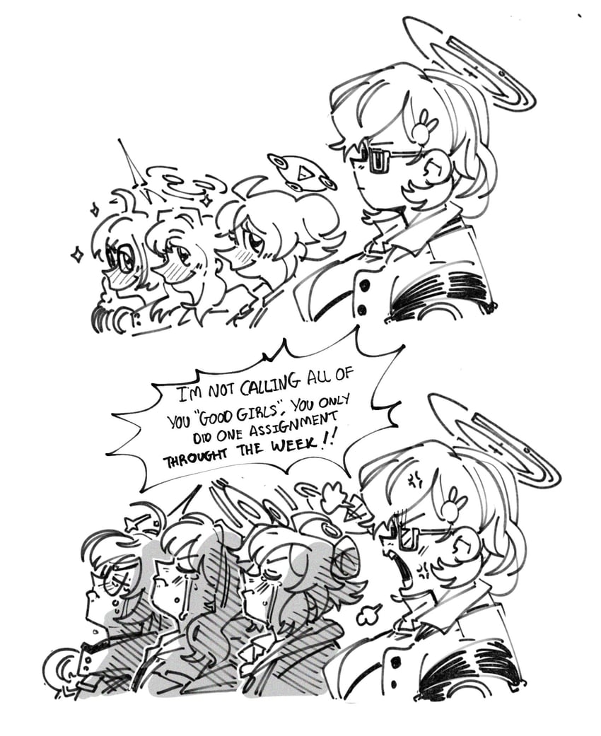 maki, hare, chihiro, and kotama (blue archive) drawn by kinzaibatsu91