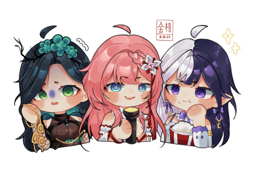 eileennoir, evalia, and effy (indie virtual youtuber and 1 more) drawn by orngsaurus