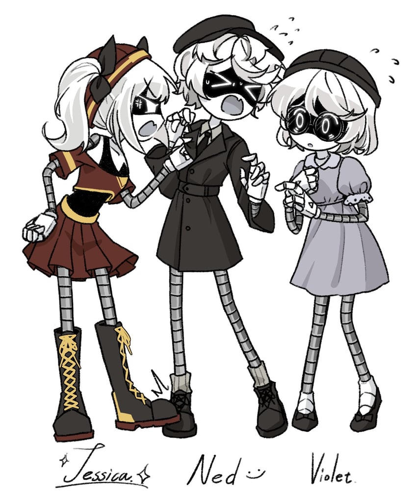 n, v, and j (murder drones) drawn by aida_(aidacamelia0516)