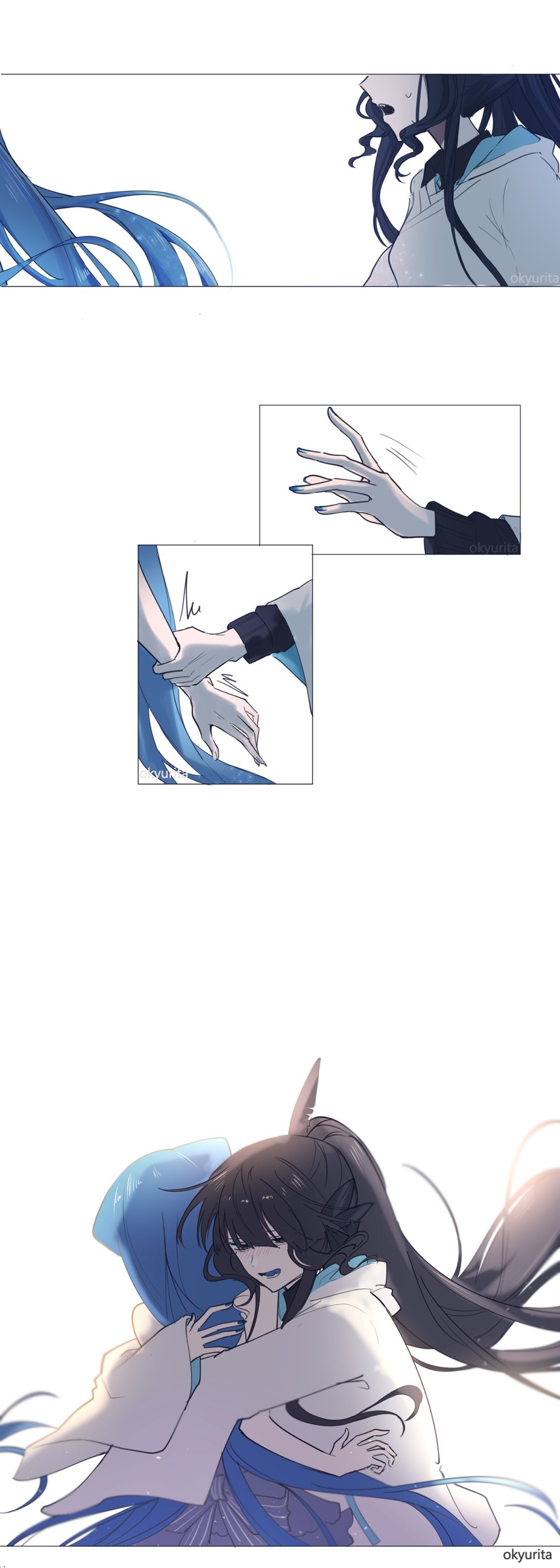 bao and artemis of the blue (indie virtual youtuber and 1 more) drawn by okyurita