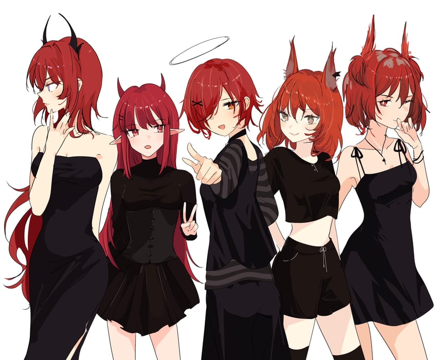 exusiai, surtr, fiammetta, vigna, and flametail (arknights) drawn by gupipy