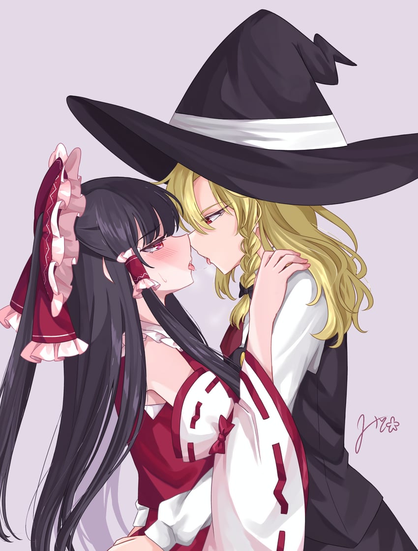 hakurei reimu and kirisame marisa (touhou) drawn by mito_(fate)