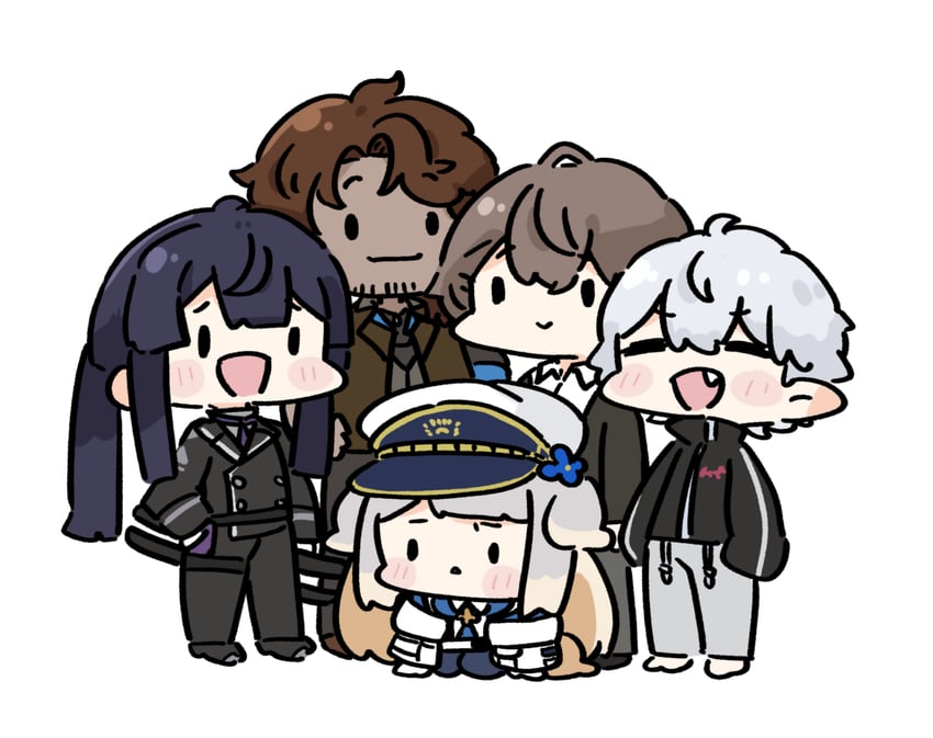 kuzuha, kagami hayato, belmond banderas, shioriha ruri, and nagao kei (nijisanji) drawn by nozo_(hitomiz)