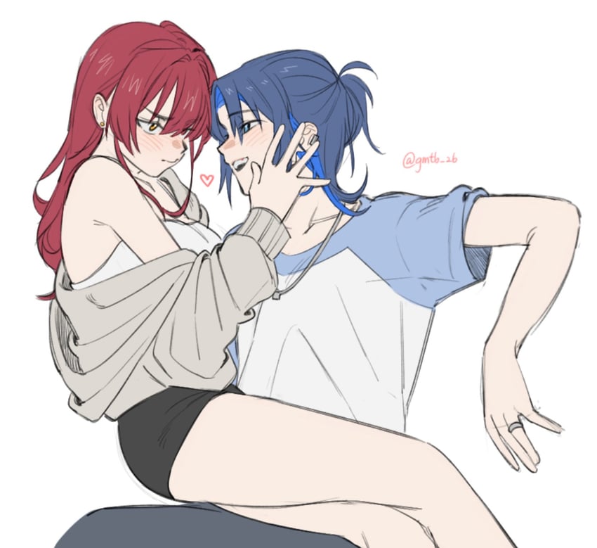houshou marine and hiodoshi ao (hololive and 1 more) drawn by gumatobi26