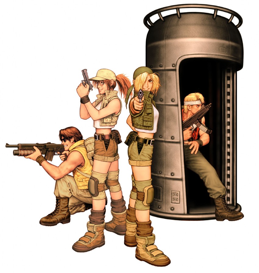 fio germi, kasamoto eri, marco rossi, and tarma roving (metal slug and 1 more) drawn by mori_toshiaki